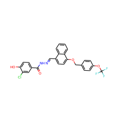 O=C(N/N=C/c1ccc(OCc2ccc(OC(F)(F)F)cc2)c2ccccc12)c1ccc(O)c(Cl)c1 ZINC000013439013