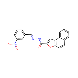 O=C(N/N=C/c1cccc([N+](=O)[O-])c1)c1cc2c(ccc3ccccc32)o1 ZINC000001010999