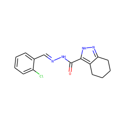 O=C(N/N=C/c1ccccc1Cl)c1[nH]nc2c1CCCC2 ZINC000004311599