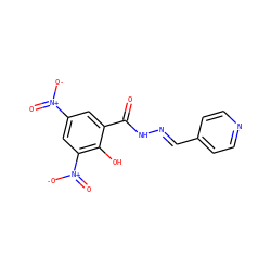 O=C(N/N=C/c1ccncc1)c1cc([N+](=O)[O-])cc([N+](=O)[O-])c1O ZINC000003664641