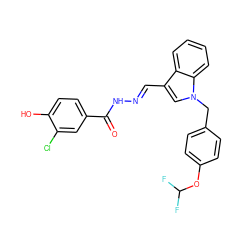 O=C(N/N=C/c1cn(Cc2ccc(OC(F)F)cc2)c2ccccc12)c1ccc(O)c(Cl)c1 ZINC000013492735