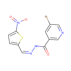 O=C(N/N=C\c1ccc([N+](=O)[O-])s1)c1cncc(Br)c1 ZINC000004888932