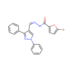 O=C(N/N=C\c1cn(-c2ccccc2)nc1-c1ccccc1)c1ccc(Br)o1 ZINC000015987876