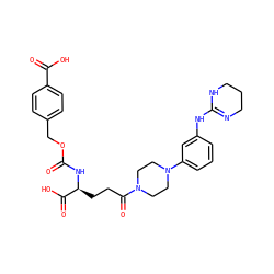 O=C(N[C@@H](CCC(=O)N1CCN(c2cccc(NC3=NCCCN3)c2)CC1)C(=O)O)OCc1ccc(C(=O)O)cc1 ZINC000095572527