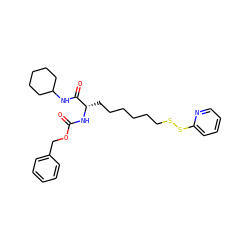 O=C(N[C@@H](CCCCCCSSc1ccccn1)C(=O)NC1CCCCC1)OCc1ccccc1 ZINC000084635575