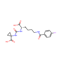 O=C(N[C@@H](CCCCNC(=O)c1ccc(I)cc1)C(=O)O)NC1(C(=O)O)CC1 ZINC000045348777