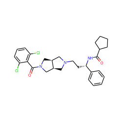 O=C(N[C@@H](CCN1C[C@H]2CN(C(=O)c3c(Cl)cccc3Cl)C[C@H]2C1)c1ccccc1)C1CCCC1 ZINC000038276312