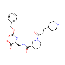 O=C(N[C@@H](CNC(=O)[C@@H]1CCCN(C(=O)CCC2CCNCC2)C1)C(=O)O)OCc1ccccc1 ZINC000003959380