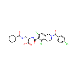 O=C(N[C@@H](CNC(=O)C1CCCCC1)C(=O)O)c1c(Cl)cc2c(c1Cl)CCN(C(=O)c1ccc(Cl)cc1)C2 ZINC000058660817