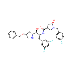 O=C(N[C@@H](Cc1cc(F)cc(F)c1)[C@H](O)[C@H]1C[C@@H](OCc2ccccc2)CN1)[C@H]1CC(=O)N(Cc2ccc(F)cc2)C1 ZINC000029129612