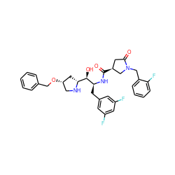 O=C(N[C@@H](Cc1cc(F)cc(F)c1)[C@H](O)[C@H]1C[C@@H](OCc2ccccc2)CN1)[C@H]1CC(=O)N(Cc2ccccc2F)C1 ZINC000029129439