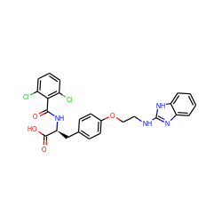 O=C(N[C@@H](Cc1ccc(OCCNc2nc3ccccc3[nH]2)cc1)C(=O)O)c1c(Cl)cccc1Cl ZINC000084654958