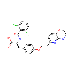 O=C(N[C@@H](Cc1ccc(OCCc2ccc3c(n2)NCCO3)cc1)C(=O)O)c1c(Cl)cccc1Cl ZINC000084654033