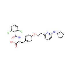 O=C(N[C@@H](Cc1ccc(OCCc2cccc(NC3CCCC3)n2)cc1)C(=O)O)c1c(Cl)cccc1Cl ZINC000084654773