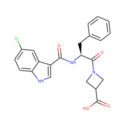 O=C(N[C@@H](Cc1ccccc1)C(=O)N1CC(C(=O)O)C1)c1c[nH]c2ccc(Cl)cc12 ZINC000299834474