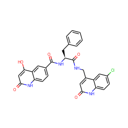 O=C(N[C@@H](Cc1ccccc1)C(=O)NCc1cc(=O)[nH]c2ccc(Cl)cc12)c1ccc2[nH]c(=O)cc(O)c2c1 ZINC000263620368