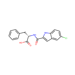 O=C(N[C@@H](Cc1ccccc1)C(=O)O)c1cc2cc(Cl)ccc2[nH]1 ZINC000013780548