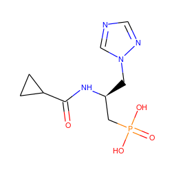 O=C(N[C@@H](Cn1cncn1)CP(=O)(O)O)C1CC1 ZINC000026163398