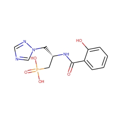 O=C(N[C@@H](Cn1cncn1)CP(=O)(O)O)c1ccccc1O ZINC000026179730