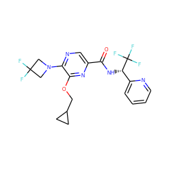 O=C(N[C@@H](c1ccccn1)C(F)(F)F)c1cnc(N2CC(F)(F)C2)c(OCC2CC2)n1 ZINC000207378174