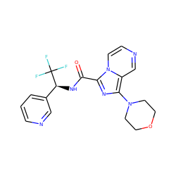 O=C(N[C@@H](c1cccnc1)C(F)(F)F)c1nc(N2CCOCC2)c2cnccn12 ZINC000071329990