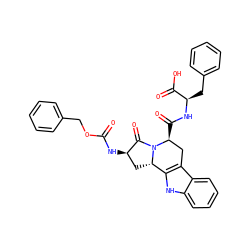 O=C(N[C@@H]1C[C@H]2c3[nH]c4ccccc4c3C[C@H](C(=O)N[C@H](Cc3ccccc3)C(=O)O)N2C1=O)OCc1ccccc1 ZINC000027205797