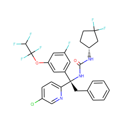 O=C(N[C@@H]1CCC(F)(F)C1)N[C@@](Cc1ccccc1)(c1cc(F)cc(OC(F)(F)C(F)F)c1)c1ccc(Cl)cn1 ZINC000095576596