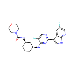 O=C(N[C@@H]1CCC[C@H](Nc2nc(-c3c[nH]c4ncc(F)cc34)ncc2F)C1)N1CCOCC1 ZINC000165710862