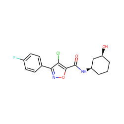 O=C(N[C@@H]1CCC[C@H](O)C1)c1onc(-c2ccc(F)cc2)c1Cl ZINC000072176872