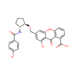 O=C(N[C@@H]1CCC[C@H]1OCc1cc(O)c(C(=O)c2c(O)cccc2C(=O)O)c(O)c1)c1ccc(O)cc1 ZINC000013474183