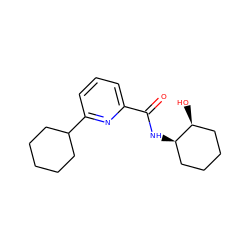 O=C(N[C@@H]1CCCC[C@@H]1O)c1cccc(C2CCCCC2)n1 ZINC000207730548