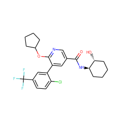 O=C(N[C@@H]1CCCC[C@H]1O)c1cnc(OC2CCCC2)c(-c2cc(C(F)(F)F)ccc2Cl)c1 ZINC000103247961