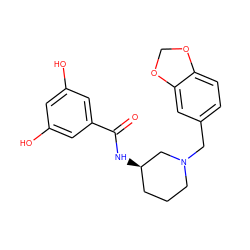 O=C(N[C@@H]1CCCN(Cc2ccc3c(c2)OCO3)C1)c1cc(O)cc(O)c1 ZINC000028461540
