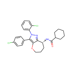 O=C(N[C@@H]1CCCOc2c1nn(-c1ccccc1Cl)c2-c1ccc(Cl)cc1)C1CCCCC1 ZINC000084669638