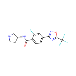 O=C(N[C@@H]1CCNC1)c1ccc(-c2noc(C(F)(F)F)n2)cc1F ZINC000142944797