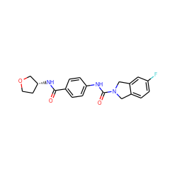 O=C(N[C@@H]1CCOC1)c1ccc(NC(=O)N2Cc3ccc(F)cc3C2)cc1 ZINC000166931247