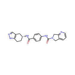 O=C(N[C@@H]1CCc2[nH]ncc2C1)c1ccc(NC(=O)N2Cc3cccnc3C2)cc1 ZINC000166537881