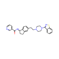O=C(N[C@@H]1CCc2cc(CCN3CCN(c4nsc5ccccc45)CC3)ccc21)c1cccnc1 ZINC000029038756