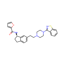 O=C(N[C@@H]1CCc2ccc(CCN3CCN(c4nsc5ccccc45)CC3)cc21)c1ccco1 ZINC000029038685