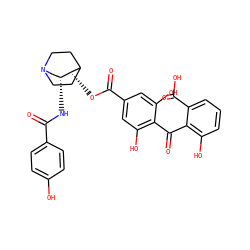 O=C(N[C@@H]1CN2CCC(CC2)[C@H]1OC(=O)c1cc(O)c(C(=O)c2c(O)cccc2C(=O)O)c(O)c1)c1ccc(O)cc1 ZINC000026285445