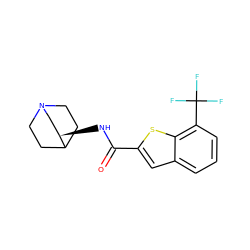 O=C(N[C@@H]1CN2CCC1CC2)c1cc2cccc(C(F)(F)F)c2s1 ZINC000149308146