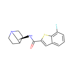 O=C(N[C@@H]1CN2CCC1CC2)c1cc2cccc(F)c2s1 ZINC000168061073