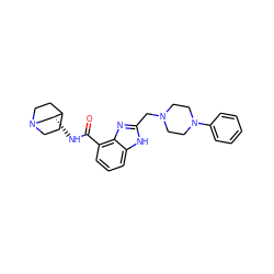 O=C(N[C@@H]1CN2CCC1CC2)c1cccc2[nH]c(CN3CCN(c4ccccc4)CC3)nc12 ZINC000013539195