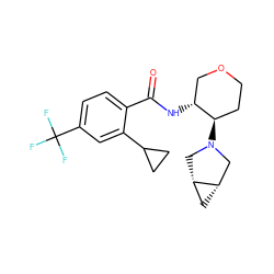 O=C(N[C@@H]1COCC[C@H]1N1C[C@H]2C[C@H]2C1)c1ccc(C(F)(F)F)cc1C1CC1 ZINC000118607191