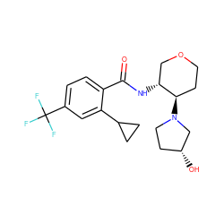 O=C(N[C@@H]1COCC[C@H]1N1CC[C@@H](O)C1)c1ccc(C(F)(F)F)cc1C1CC1 ZINC000147411140