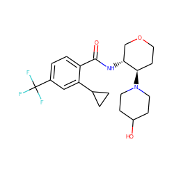 O=C(N[C@@H]1COCC[C@H]1N1CCC(O)CC1)c1ccc(C(F)(F)F)cc1C1CC1 ZINC000147660952