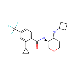 O=C(N[C@@H]1COCC[C@H]1NC1CCC1)c1ccc(C(F)(F)F)cc1C1CC1 ZINC000118609864