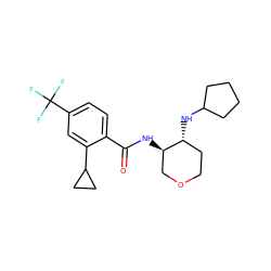 O=C(N[C@@H]1COCC[C@H]1NC1CCCC1)c1ccc(C(F)(F)F)cc1C1CC1 ZINC000118607575