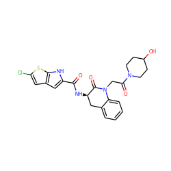 O=C(N[C@@H]1Cc2ccccc2N(CC(=O)N2CCC(O)CC2)C1=O)c1cc2cc(Cl)sc2[nH]1 ZINC000003817258