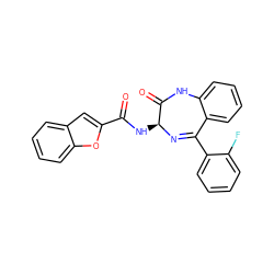 O=C(N[C@@H]1N=C(c2ccccc2F)c2ccccc2NC1=O)c1cc2ccccc2o1 ZINC000013601789